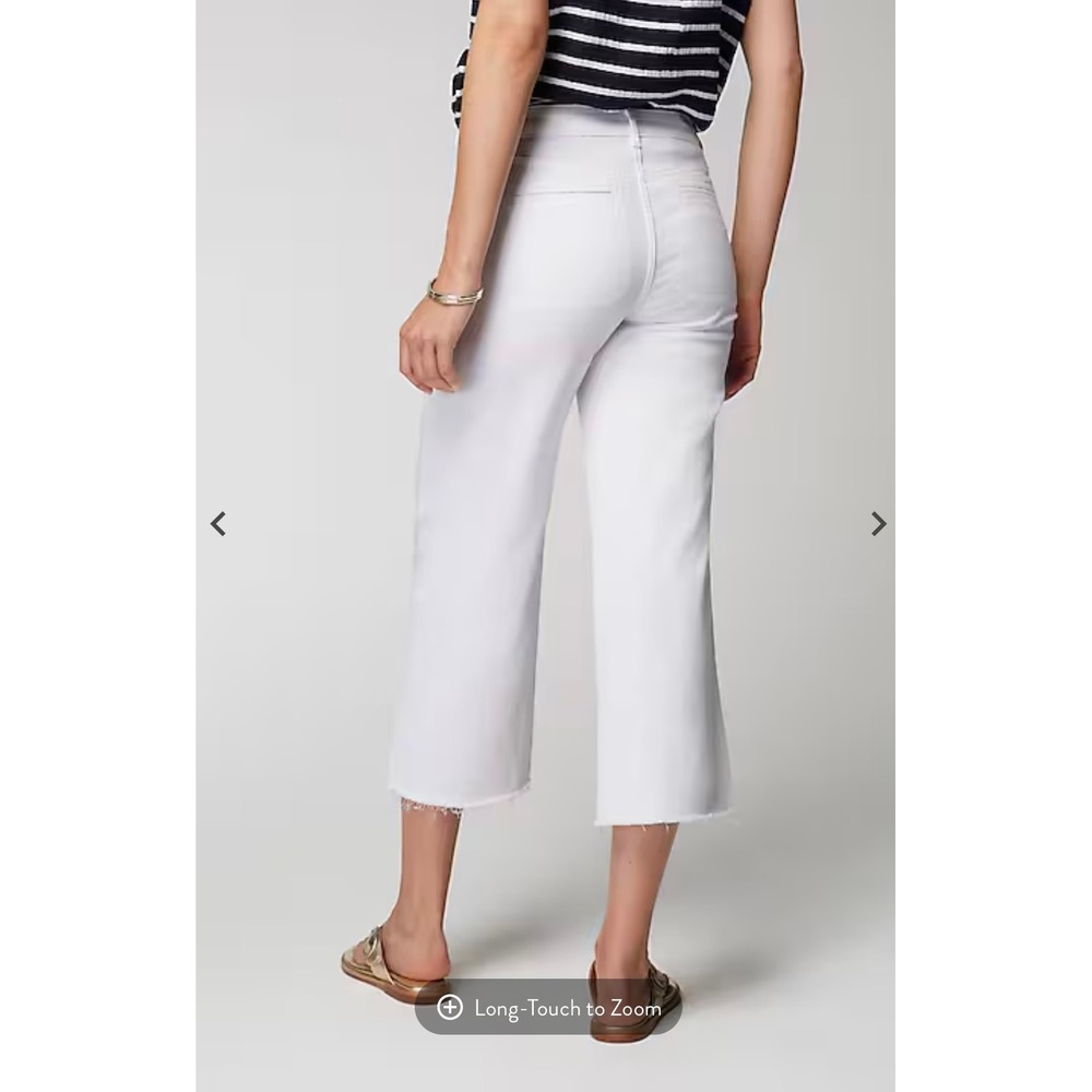 J. Jill Denim White Wide Leg‎ Crop Pants Frayed Hem Cuff Womens Size 14R